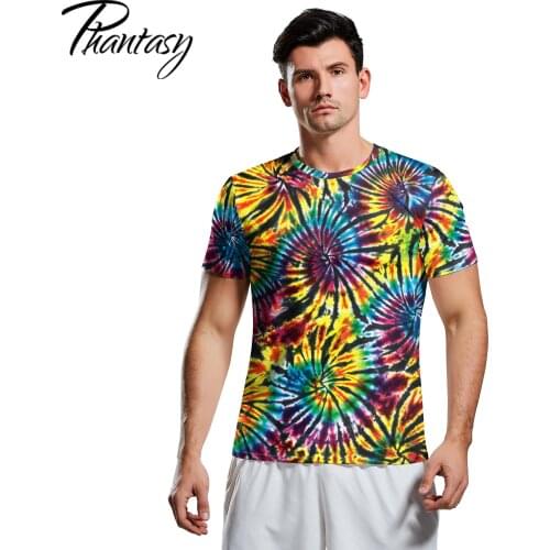 Phantasy 2021 Summer Men T-shirt Fashion 3D Printed O-neck Casual Streetwear Colorful Tie-dye Loose Plus Size Short Sleeve Tops