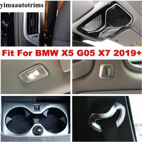 Pillar B AC Vent / Reading Lights Lamps / Water Cup Holder Panel Cover Trim Matte Interior Kit For BMW X5 G05 X7 2019 2020 2021