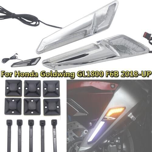Motorcycle Front Brake Fork Mounted NAV LED Lights in Chrome Or Black For Honda Goldwing GL1800 F6B 2018-UP 2019 2020
