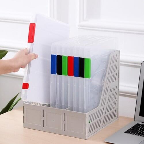 A4 Plastic Portable Case Document File Folder Transparent Paper Organizer Box for Magazines Photos Cards