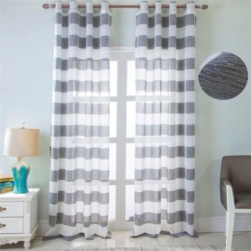 Striped Sheer Curtains for Bedroom Polyester Kitchen Window Screen Jinya Home Decoration Modern Custom Made Bedroom CurtainPanel