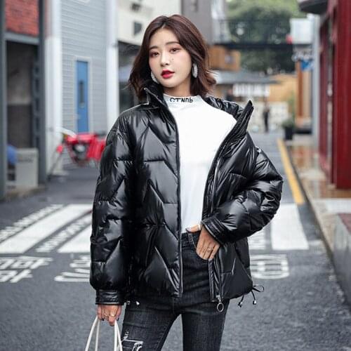 New Winter Down Padded Jacket Female Bright Loose Thick Parka Coat Women Short Outerwear Plus Size Thick Bread Clothing Overcoat