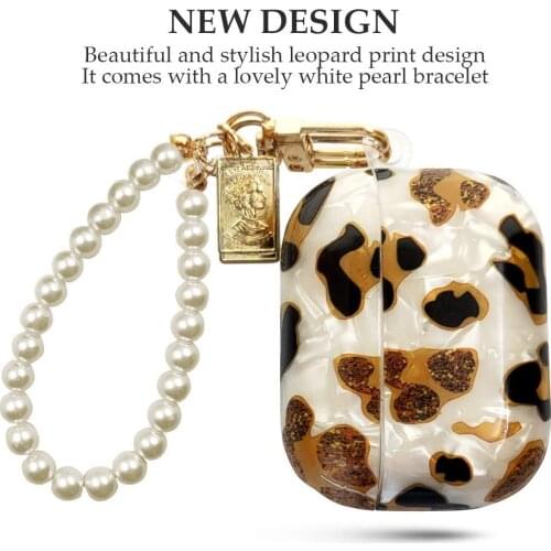 Luxury Leopard Pearl Case for Airpods 1 2 3 Case Bracelet Chain Case Protective Cover for AirPods Pro Case Earphone Accessories