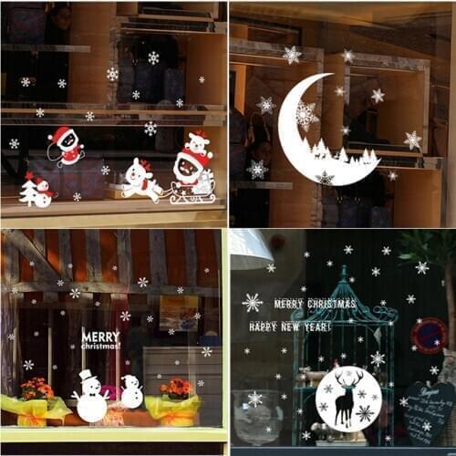Removable Christmas Window Sticker Santa Claus Christmas Decoration For Home Xmas Decor Decal Santa Elk Sticker New Year 2021