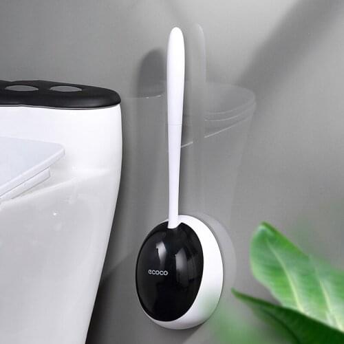 Silicone Bristles Toilet Brush and Holder for Bathroom Storage and Organization Compact Wall Hang Cleaning Kit WC Accessories