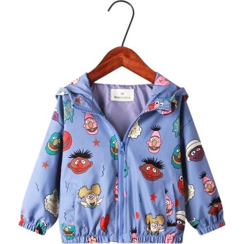 2021 Spring Autumn Girls Windbreaker Coat Jackets Baby Kids Cartoon Printing Hooded Outwear for Baby Kids Coats Jacket Clothing