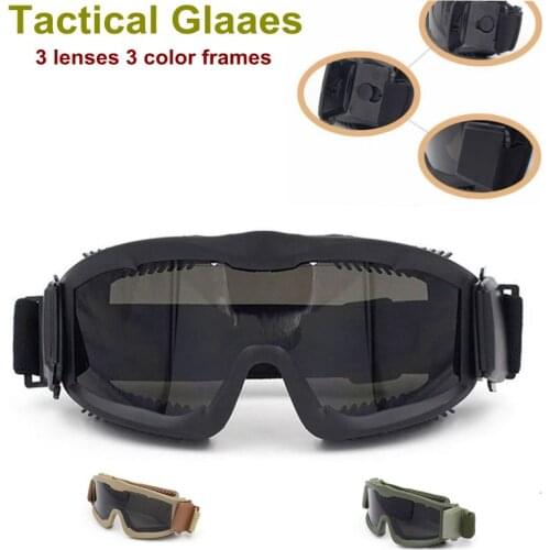 Protection Goggles Men Camping Hunting Military Tactical Airsoft Shooting Army Safety Lenses Outdoor Windproof Eyewear