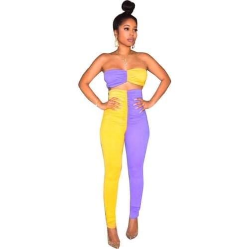 Womens Summer 2-Piece Spliced Wrap-Up Top And Trousers Sportswear Suit
