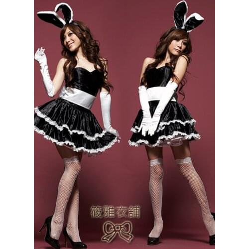 Womens Sexy Black Bunny Girl Halloween Fancy Dress Sexy lingerie party costume m8364