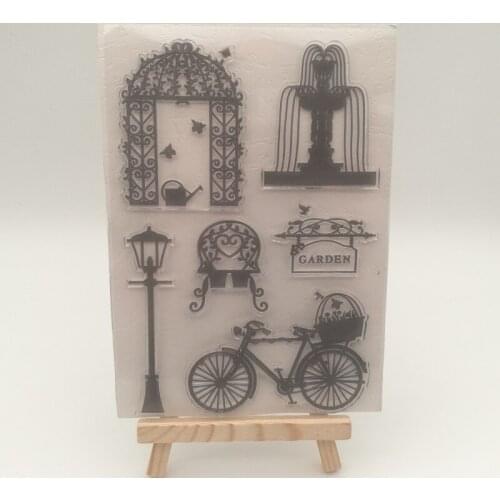 1sheet garden bike transparent Silicone stencil for DIY Scrapbooking photo album decorative sheets
