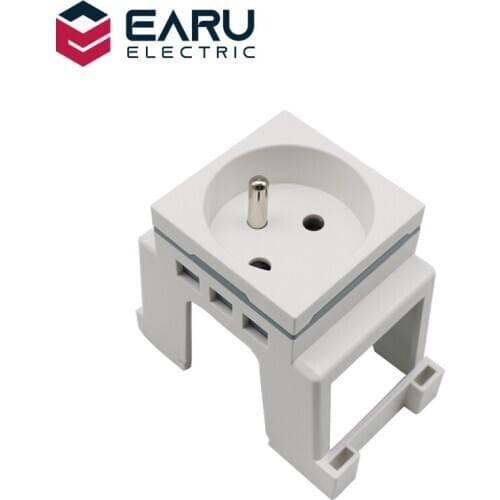 1pc DIY France FR Standard Card Din Rail Mount Power Socket 16A 250V French-Scale Digital Irregular White Modular Socket Model