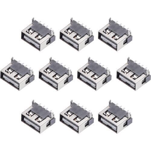10 pcs/lot USB 2.0 Type A 4 foot 4 Pin 30V 1.5A Connector Female Flat Port Jack Tail Plug Socket Electric Terminals