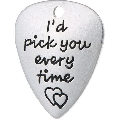 20 pcs/Lot 21*26mm Antique Silver colour letter printed I'd pick you every time words charm for jewelry making