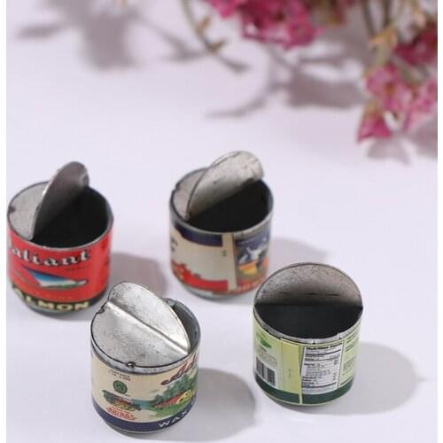 4pcs Different Label Dollhouse Miniature Can Fruit Jam Can Toy Doll Food Kitchen Living Room Accessories Kids Pretend Play Toy