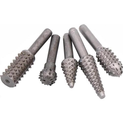 5 Pieces Steel Rotary Rasp File 1/4 "Shank Rotary Art Files Rasp Burrs Wood Bits Hand Grinding Wood Tool