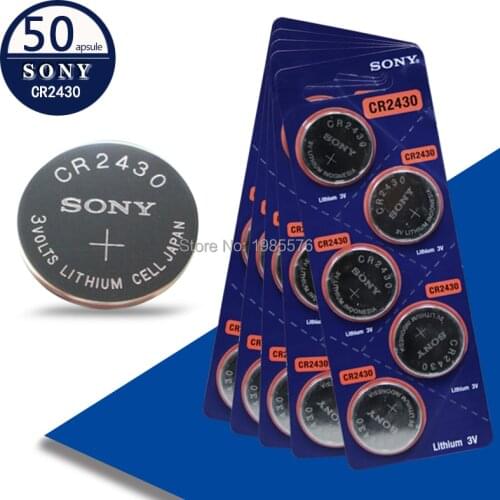50Pcs Sony 3V DL2430 BR2430 ECR2430 CR2430 Watch Button CoCells Lithium Battery Watch Batteries Big Promotion