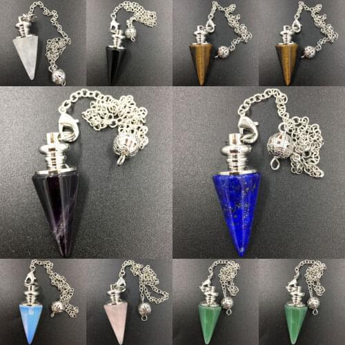 Lapis Lazuli Crystal Aventurine Opal Carnelian Tiger Eye Pendulum Pendant Bead 8.5" WB784