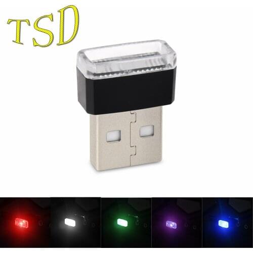 Car styling USB Decorative Lamp LED Atmosphere Lights Universal Portable Plug and Play Blue/White/Green/Pink Interior Lighting