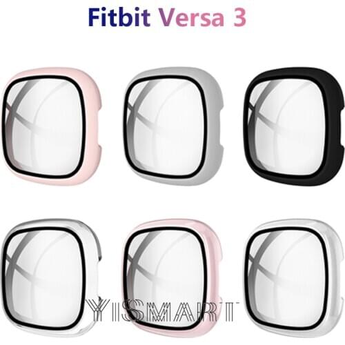 Tempered glass Case For Fitbit Versa 3 Case PC Matte Bumper Full Cover Screen Protector for Fitbit Sense Smartwatch