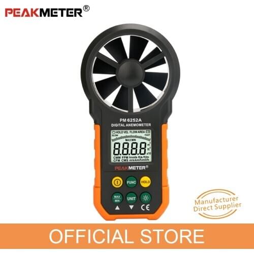 PEAKMETER official Digital Anemometer Wind Speed Air Volume Measuring Meter PM6252A 30m/s LCD Display
