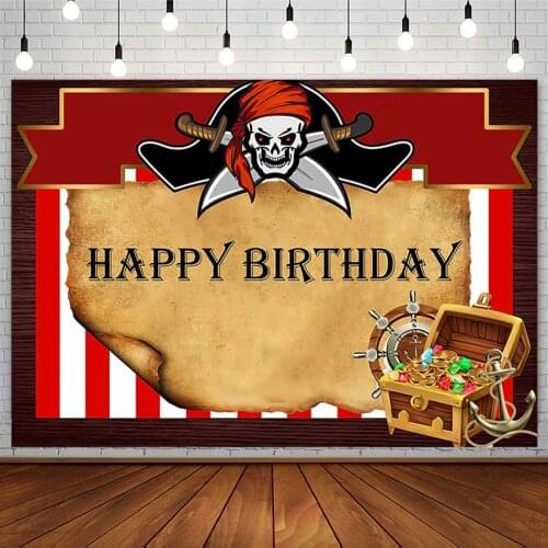 Happy Birthday Party Backdrop Pirate Ship Jewelry Rudder Baby Boy Photography Background Photo Studio Photozone Decoration Props