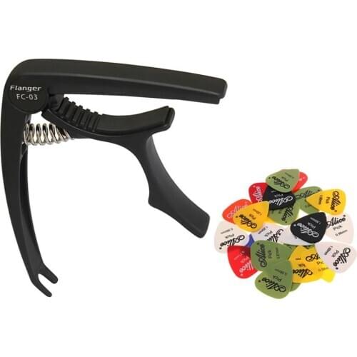 Zinc Alloy Guitar Capo with Pin Puller+24pcs Plectrums for Acoustic Electric Guitar Parts