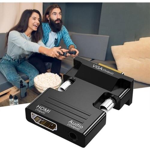 HDMI-compatible Female to VGA Male Converter with Audio Adapter Support 1080P Signal Output for PC Laptop TV Monitor Projector
