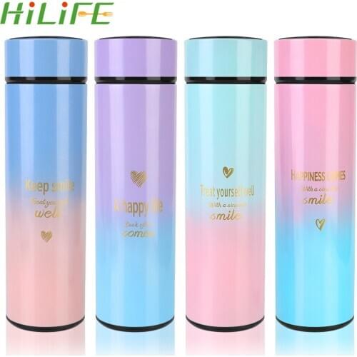 HILIFE Water Bottle Stainless Steel 500ML Gradient Color Led Digital Temperature Display Smart Insulation Cup Coffee Cup