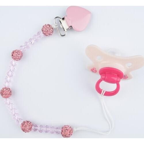 Crystal Baby Pacifier Clips Soother Holder Anti Folder Pacifier Clip Chain Dummy Nipple Holder Baby Pram Hook Hanging Strap
