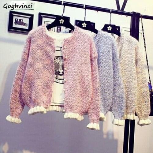 Cardigan Women Sweet Comfort O-neck Design Patchwork Girlish Kawaii Autumn Leisure Loose Korean Style College Vintage Daily Chic