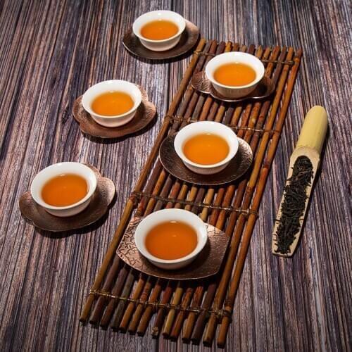 Jusen Mutiple Shape Copper Teacup Coaster Vintage Style Teaware Kung Fu Cups Accessories Падстаўка для гарбаты