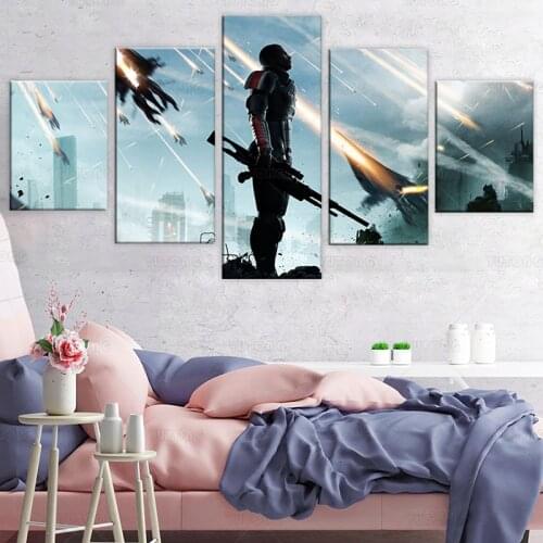 Modular Pictures Home Decor HD Printed Canvas Wall Art Poster 5 Panel Mass Effect Painting Living Room Game Photo Frame