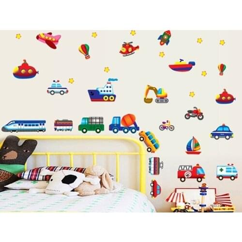 Cartoon Cars Tractor Truck Stickers Wall Stickers Kids Room Decoration Diy Car Art Children Gift Scrapbooking Stickers
