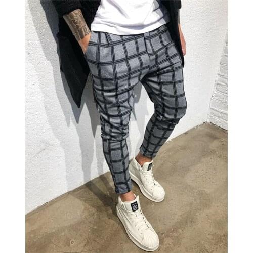 Mens Casual Plaid Sweatpants 2021 New Cotton Black Fashion Men Jogging Casual Pants Fashion Training Tracksuit Male Trousers