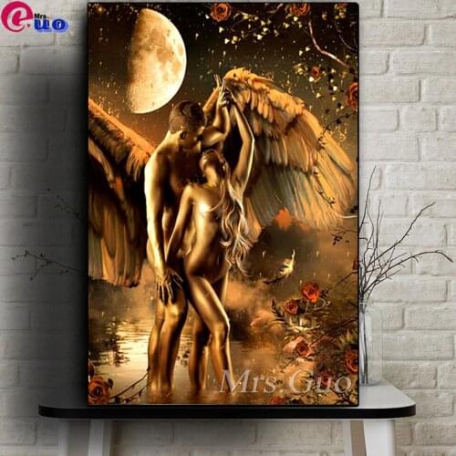 Full Square/Round Drill 5D DIY Diamond Painting"Angel Couple"Diamond Embroidery Sexy Nude Lover Cross Stitch Kits Wall Art Decor