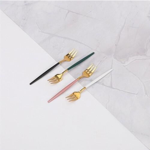 Fork Stainless Steel Cutlery Set 4pcs Tea Fork Kitchen Complete Dinnerware Western Silverware Luxury Tableware Set Dropshipping