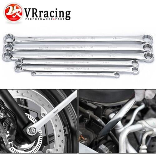 Extra Long Double Head Wrench Reversible Ring Spanner Set 6 PCS 8-1011-13 12-14 15-17 16-18 19-21mm W/ Canvas Pouch