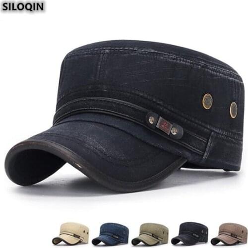 SILOQIN New Spring Fall Mans Womans Military Hat Adjustable Size Fashion Leisure Movement Sunscreen Sunside Trend Flat Hats
