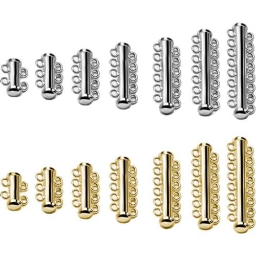 2021 New 10Pcs Layered Bracelet Necklaces Slide Strong Magnetic Clasps Tubes Lock Rhodium Plated Buckle Hook Jewelry Findings