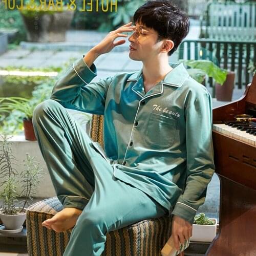 Couple Pajamas Long Sleeve Cotton Spring Autumn Womens Homewear Set