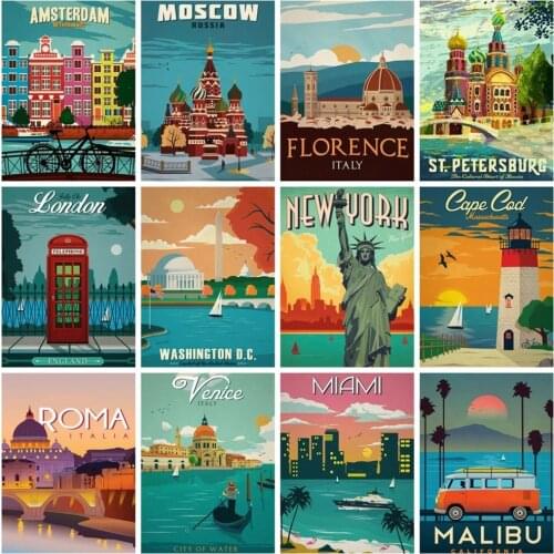 PDMDOG Diamond Painting New York City Full Square Round Cross Stitch Diamond Embroidery Landscape Venice Handicraft Home Decor