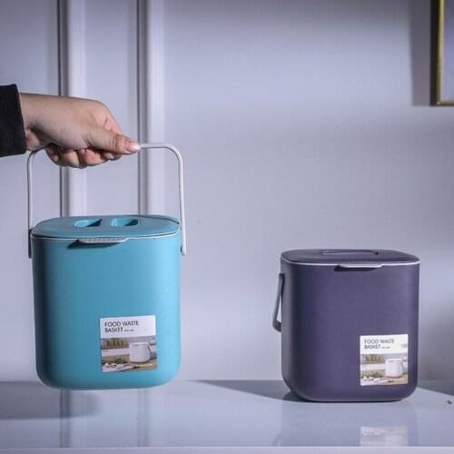 Portable 2 Tier Plastic Kitchen Waste Trash Can with Handle Compost Drainer Bin 85LA