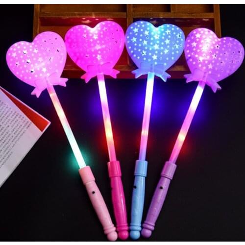 Hollow Heart Shape Five-pointed Star Design Flashing Fairy Wand Magic Stick Toy