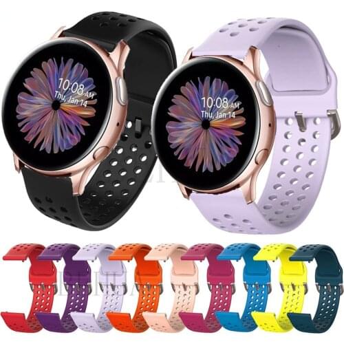 Wristband 20mm Silicone WatchBand For Samsung Galaxy watch active 2 40mm 44mm Strap bracelet wristStrap For Xiaomi Haylou LS02