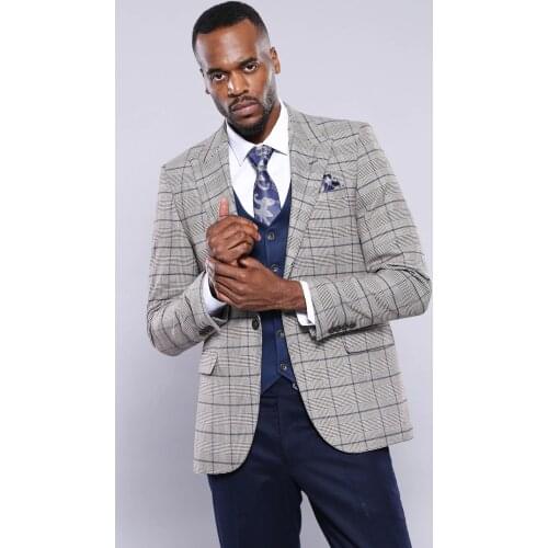 Grey Blazer Navy Vest Combined Suit Wessi