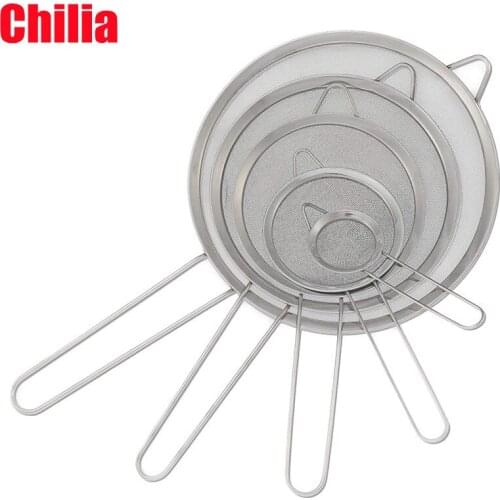 Stainless Steel Fine Mesh Strainers Oil Strainer Colanders with Long Wire Handles 3'', 5'', 6'', 8'', 9.5'' KC0072