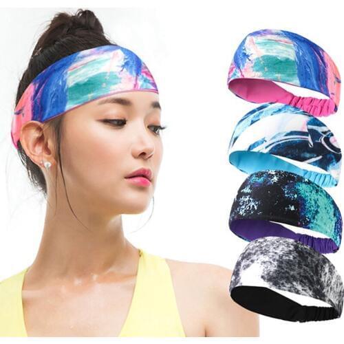 Fitness Unisex Sweatband Breathable Soft Lightweight Headband Print Hairband Sweat Absorbing Headwrap Sportswear Accessories