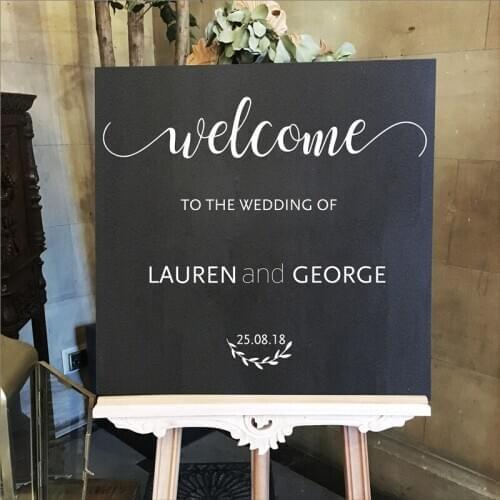 Wedding Welcome Board Sticker Personailzed Wedding Reception Sign Decor Custom Name & Date Vinyl Decal Decoration Removable