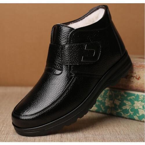 Warm Winter Men Boots Genuine Leather Rubber Ankle Boots Men Work snowBoots Men Fur Snow Boots Men wool security Botas size47 48