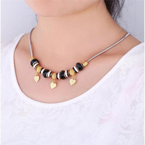 U7 Heart Pendant Crystal Bead European Brand Jewelry Gold Color Pendants Necklaces Women Lovers Gift P527